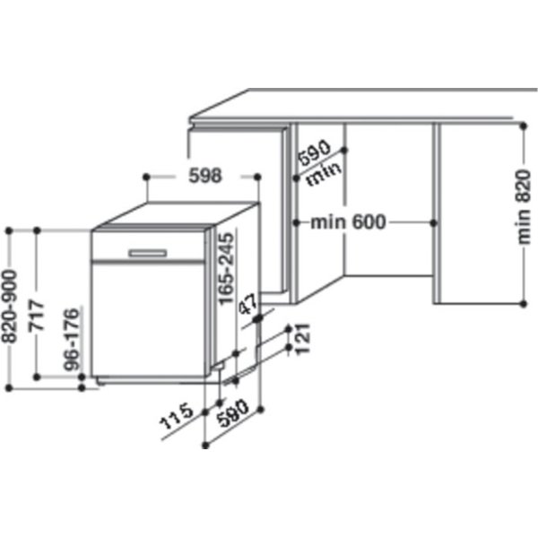 Whirlpool WUE 2B16 Indbygningsopvaskemaskine, hvid