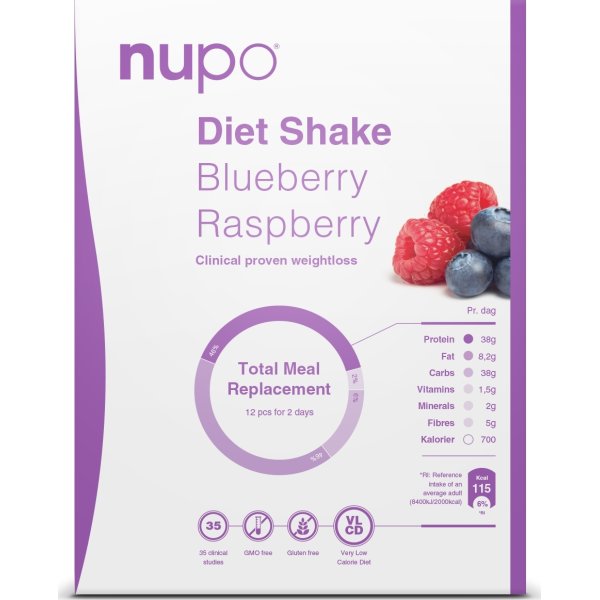 Nupo Diet shake blåbær/hindbær, 384g