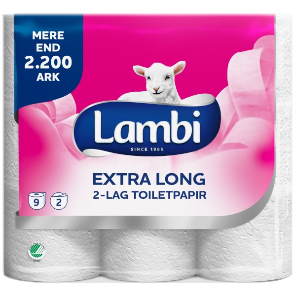 Lambi Extra Long toiletpapir 3-lags, 6 x 9 ruller
