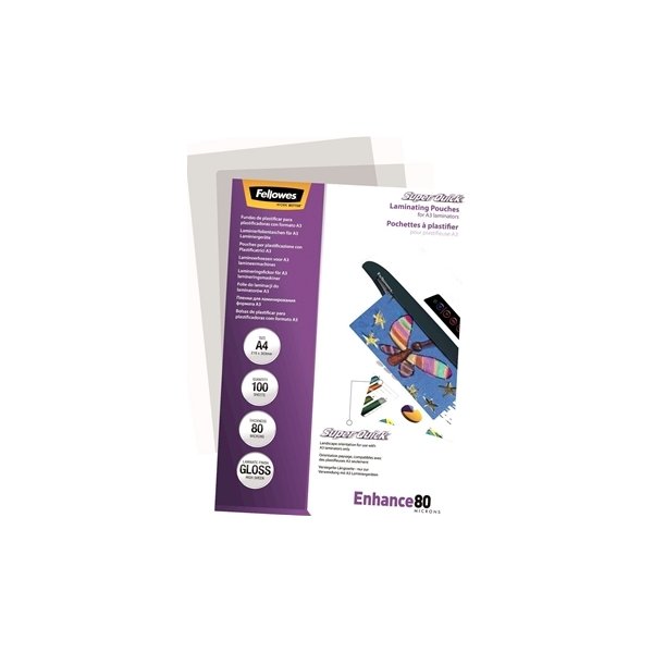 Fellowes Enhance 80 mic A4 Lamineringslomme, gloss