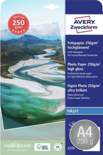 Avery inkjet fotopapir, glossy, A4/250g/50ark