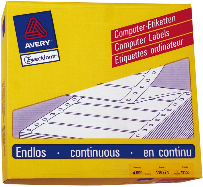 Avery dataetiket 116 x 74 mm, hvid - 42-155