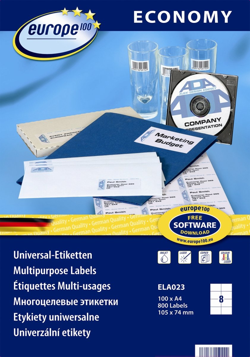 Europe E100 Etiket | 105x74 mm | 800 stk.