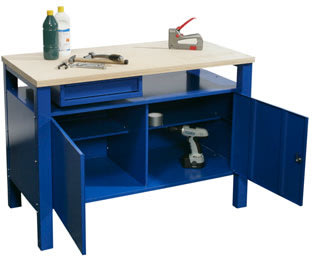 Basic arbejdsbord - 1 x skuffe/2 x underskab, Blå