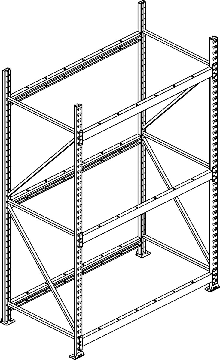 META Jumbo grundreol, 220x180x80, spånpladehylder