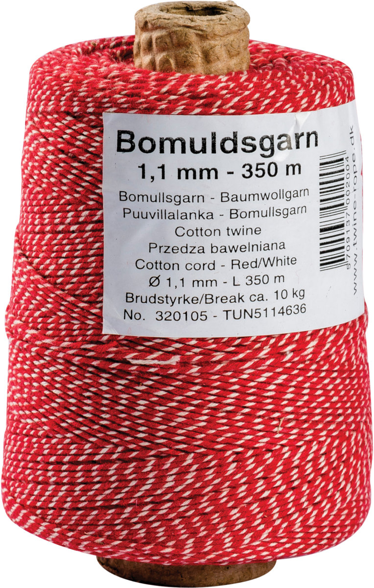 Dokumentgarn | 1,1 mm | 350 m | Rød/hvid