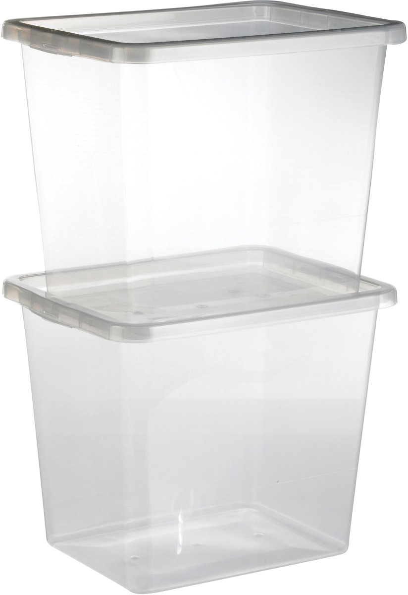 Basic plastboks inkl låg, 31 liter, Klar