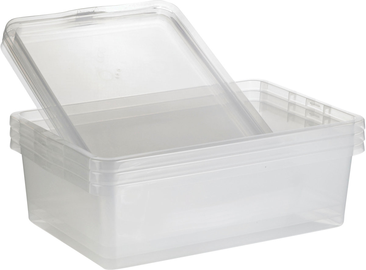 Basic plastboks inkl låg, 30 liter, Klar
