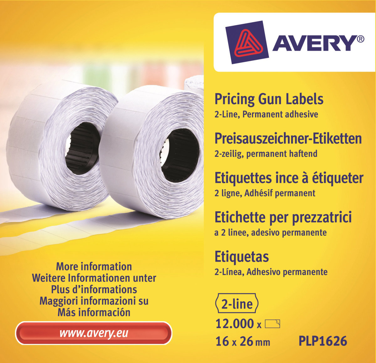 Avery Prisetiketter Perm. | 16x26 mm | Hvid