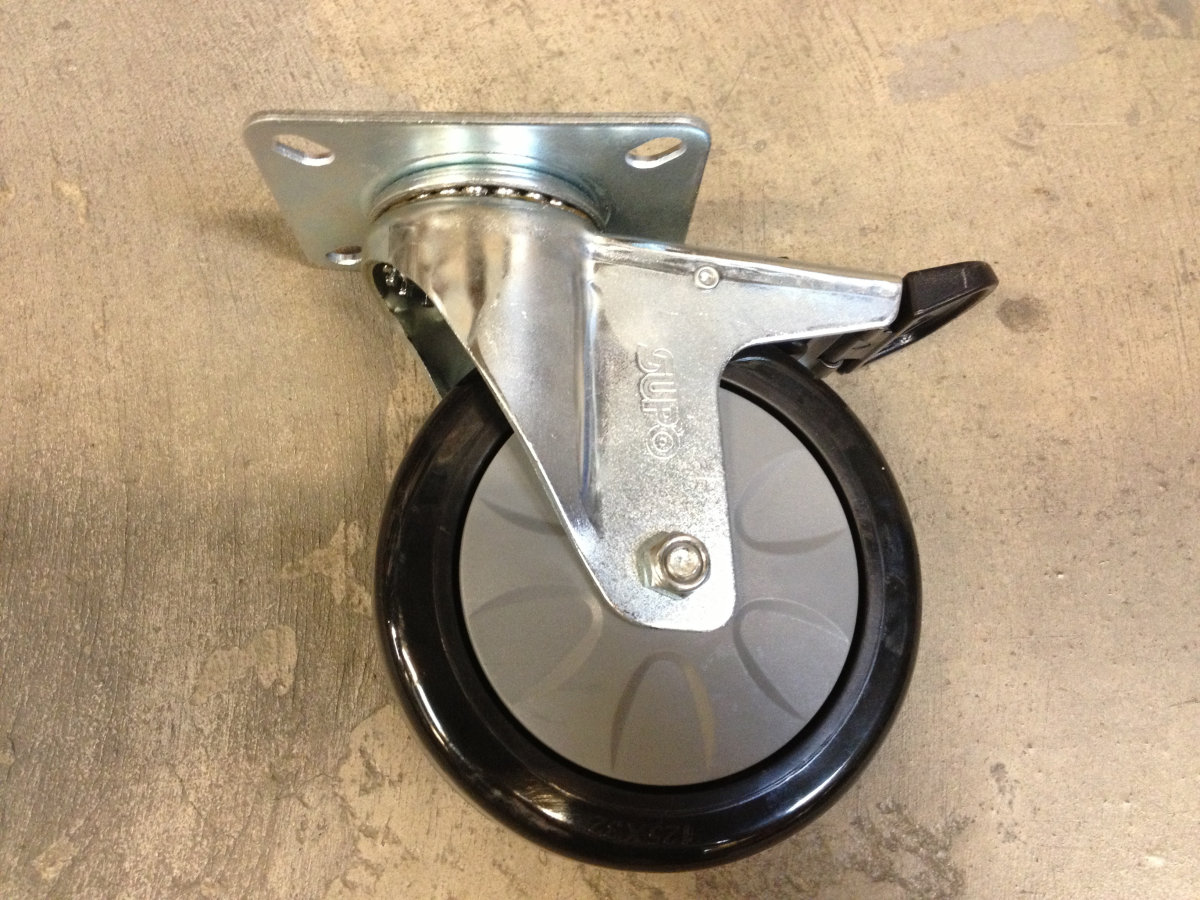 Reservehjul PU drejeligt Ø125 mm m/ bremse