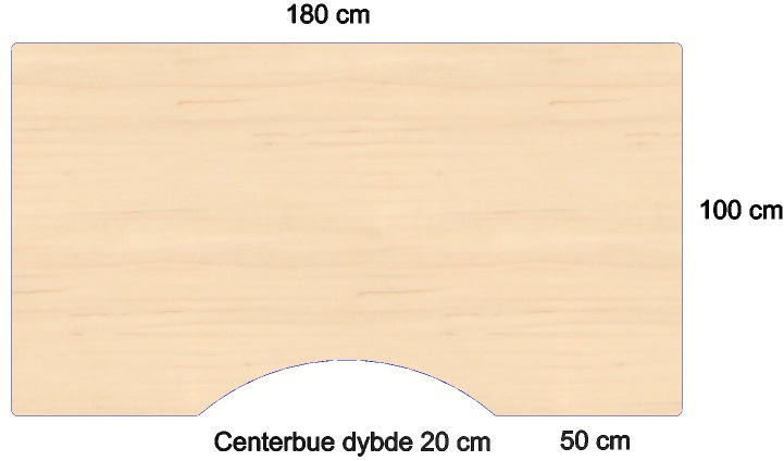 STEADY hæve-/sænkebord, 180x100 cm, center, ahorn