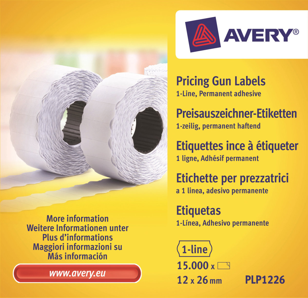 Avery Prisetiketter Perm. | 12x26 mm | Hvid