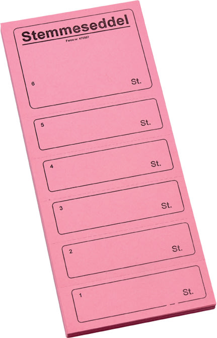 Stemmeseddel 4705 | 10x25 cm | Rosa