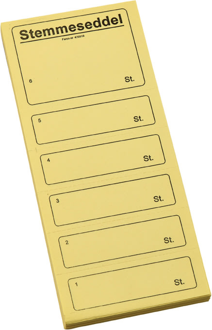 Stemmeseddel 4705 | 10x25 cm | Gul