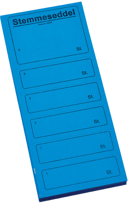 Ferco stemmeseddel 4705, 100 x 250mm, blå