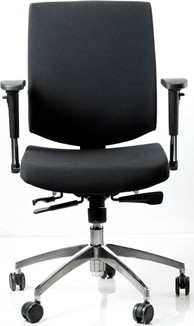 Trento kontorstol, sort stof sæde og ryg
