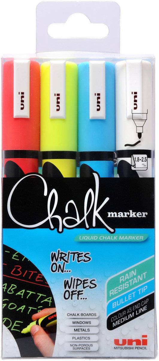 Uni PWE-5M Chalk Marker | 2,5 mm | 4 stk.