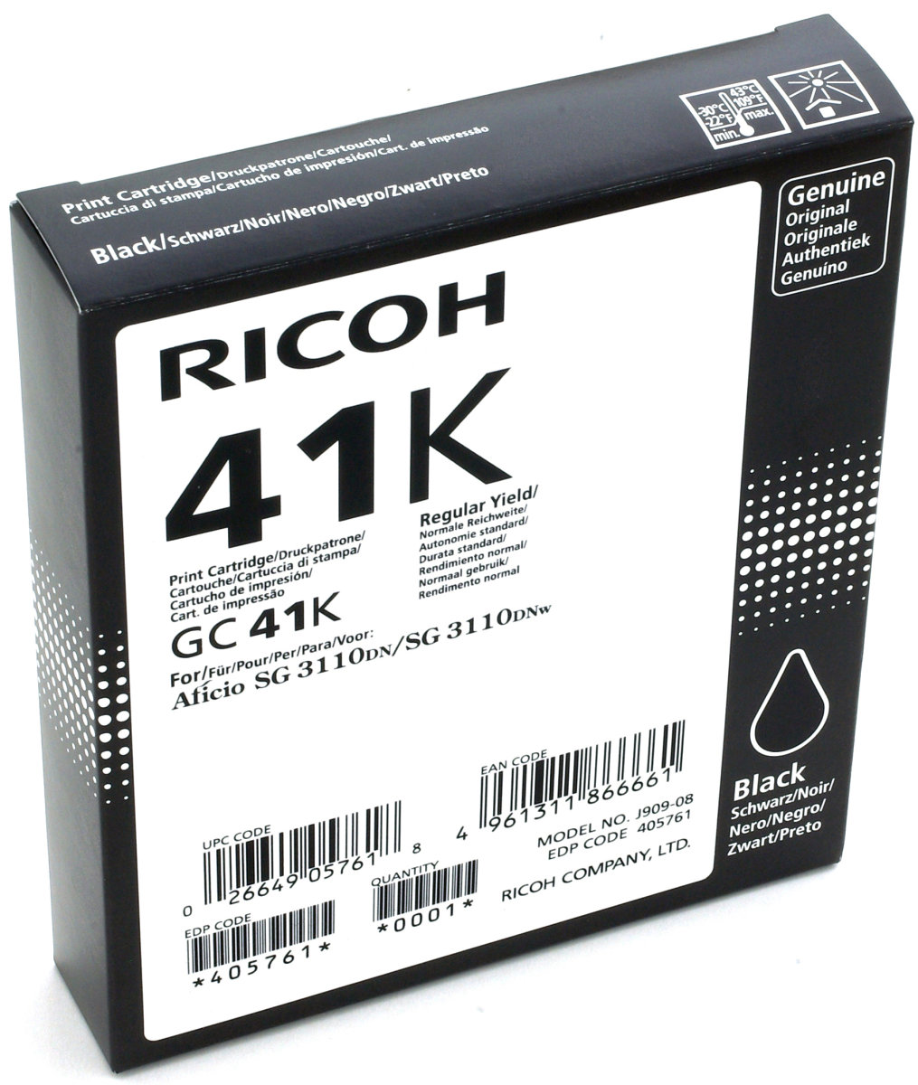 Ricoh 41K/405761 blækpatron, sort, 2500 s.