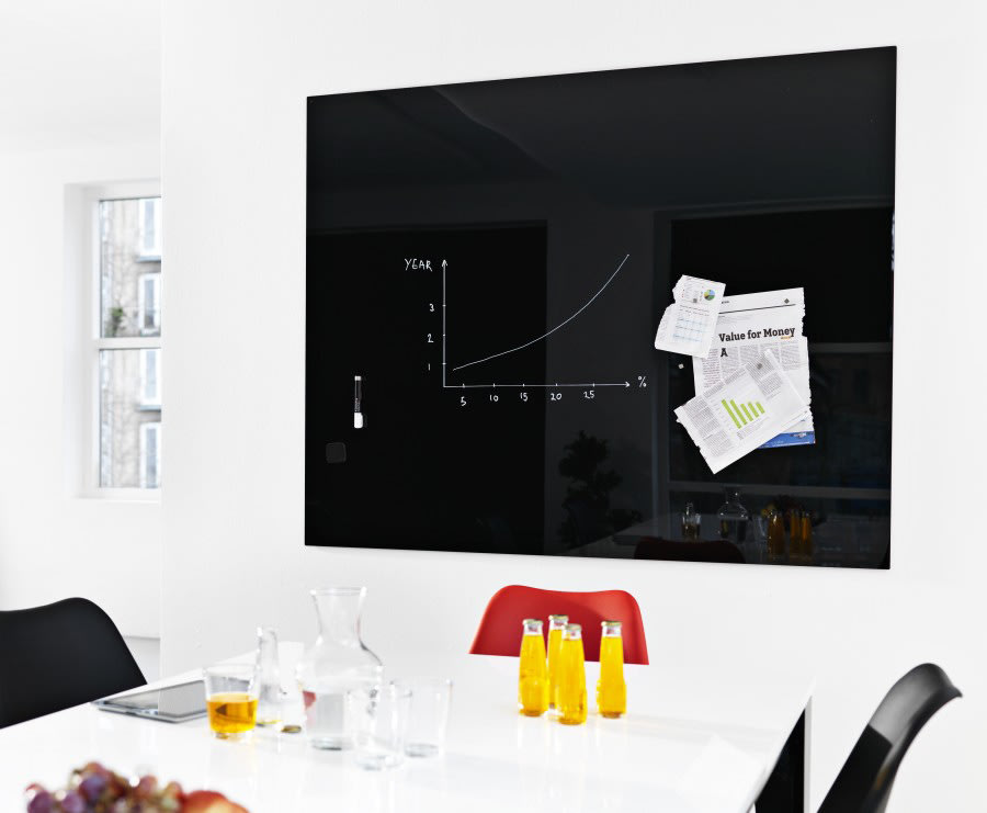 NAGA Glassboard magnetisk glastavle 120x150cm sort