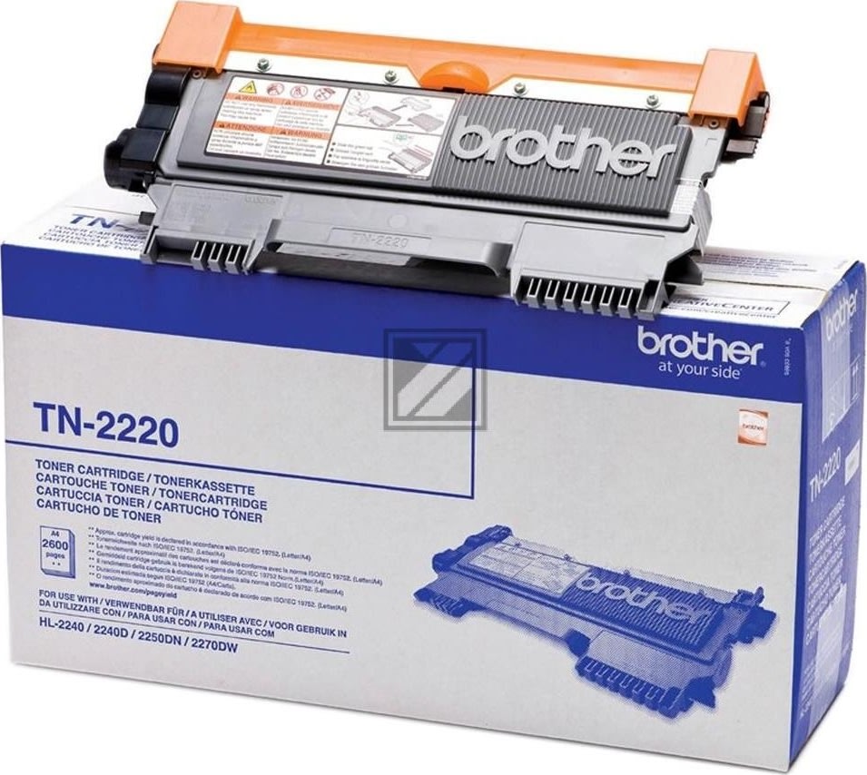 Brother TN2220 lasertoner, sort, 2600s