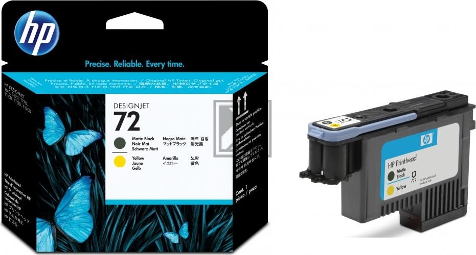 HP no 72 C9384A printhoved, sort og gul