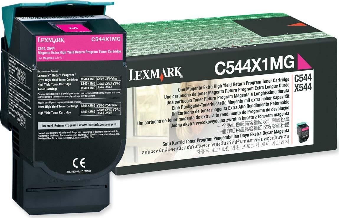 Lexmark 0C544X1MG lasertoner, rød, 4000s