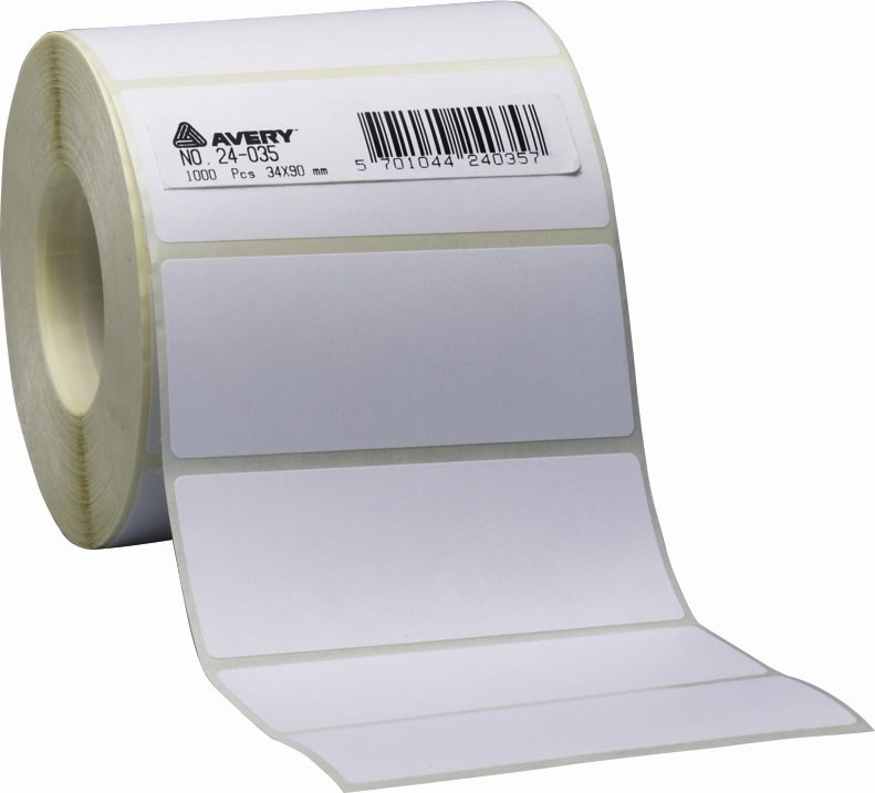 Avery Etiketter på rulle | 36x75 mm | 1000 stk.