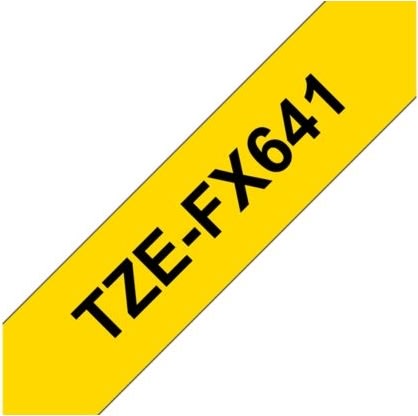 Brother TZe-FX641 labeltape 18mm, sort på gul