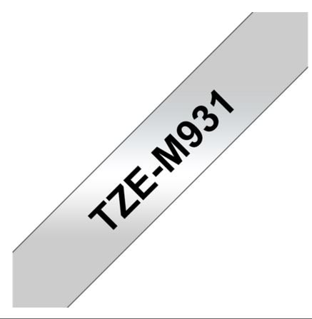 Brother TZe-M931 labeltape 12mm, sort på mat sølv