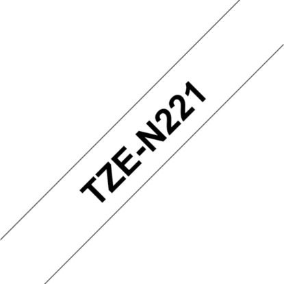 Brother TZe-N221 labeltape 9mm, sort på hvid