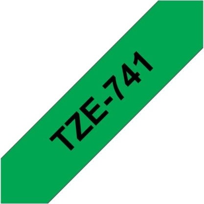 Brother TZe-741 labeltape 18mm, sort på grøn