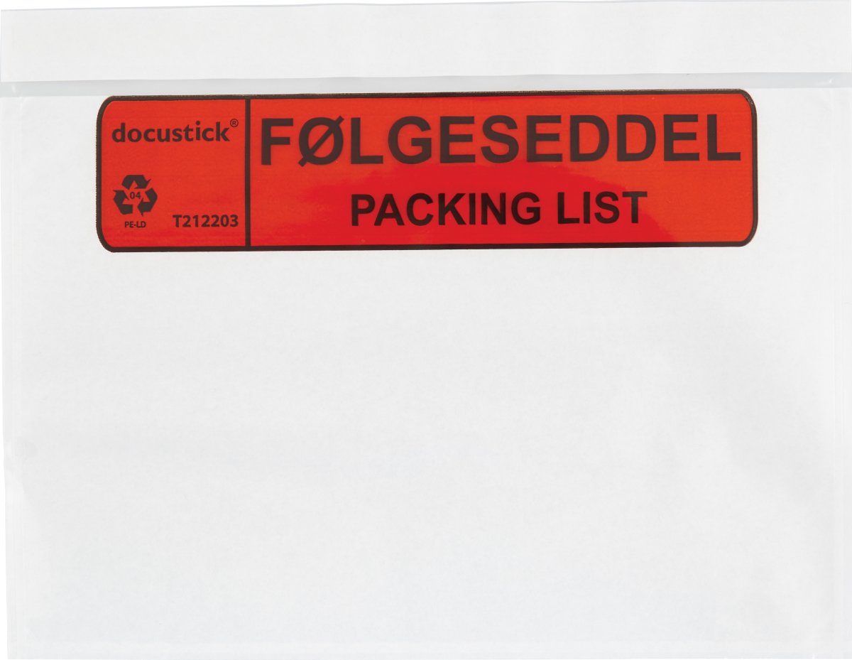 Dokumentlomme, DK/EN, C5, Std, 1000 stk.