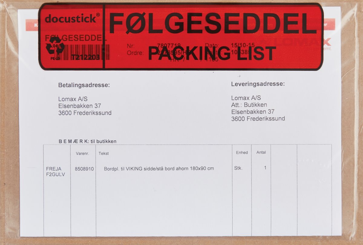 Dokumentlomme, DK/EN, C5, Std, 1000 stk.