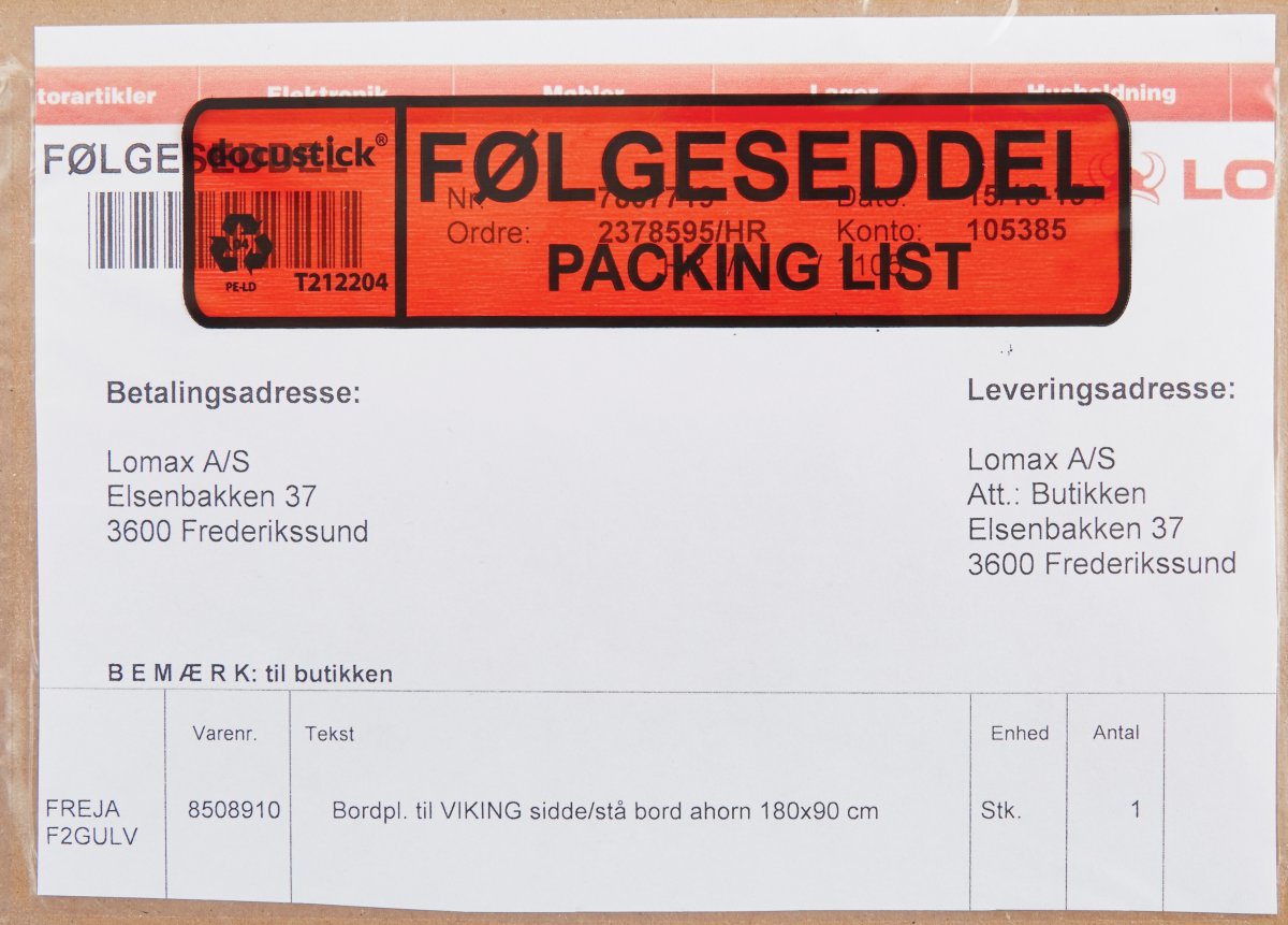 Dokumentlomme, DK/EN, C6, Std, 1000 stk.