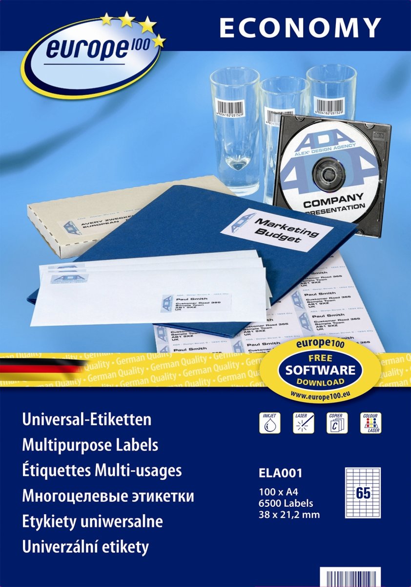 Europe E100 Etiket | 38x21,2 mm | 6500 stk.