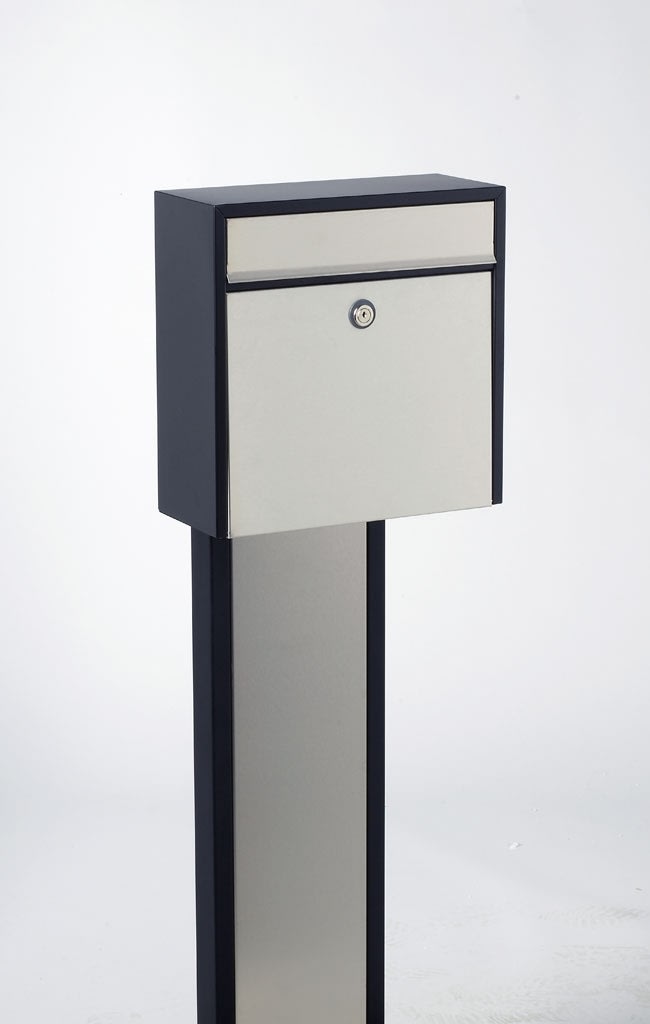 Allux 250 Postkasse, sort m. rustfri front