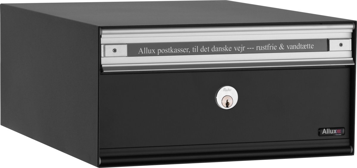 Allux PC1 Systempostkasse, sort stål, front