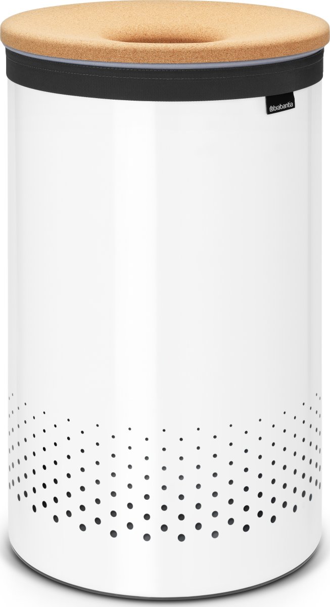 Brabantia Vasketøjskurv, 60 L, hvid m/kork låg