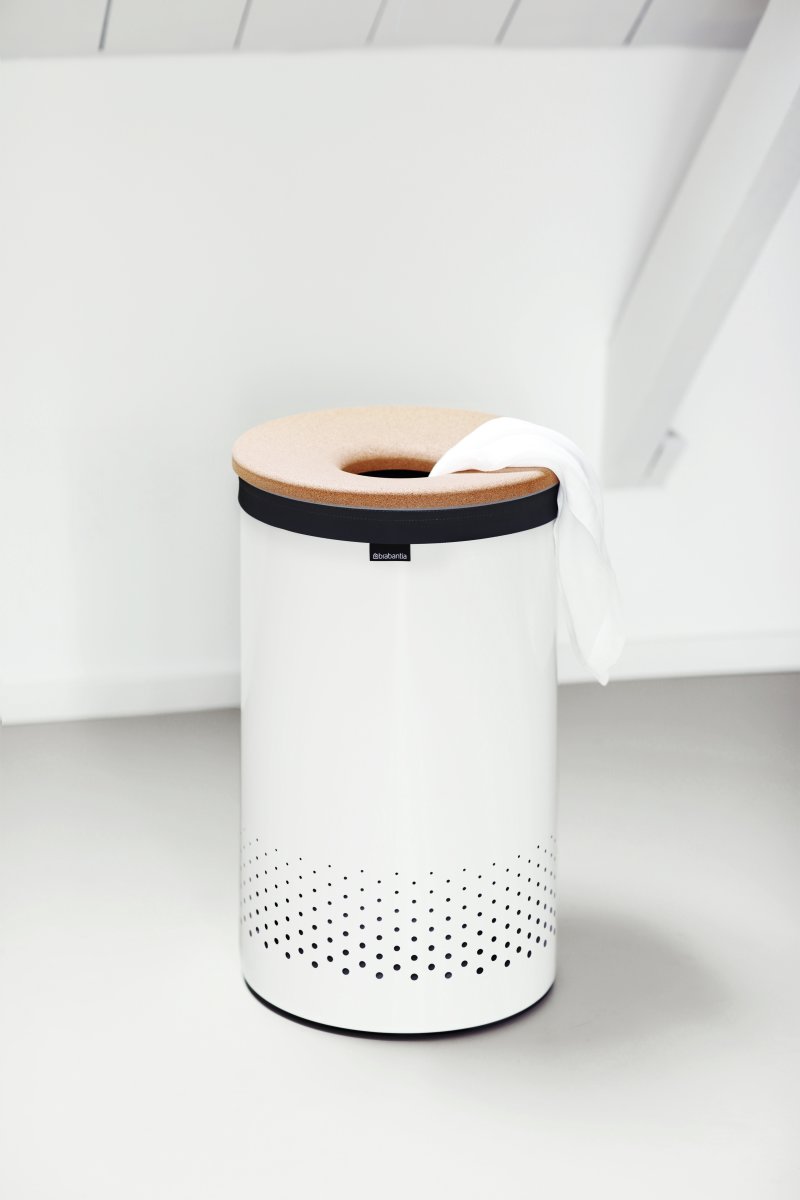 Brabantia Vasketøjskurv, 60 L, hvid m/kork låg