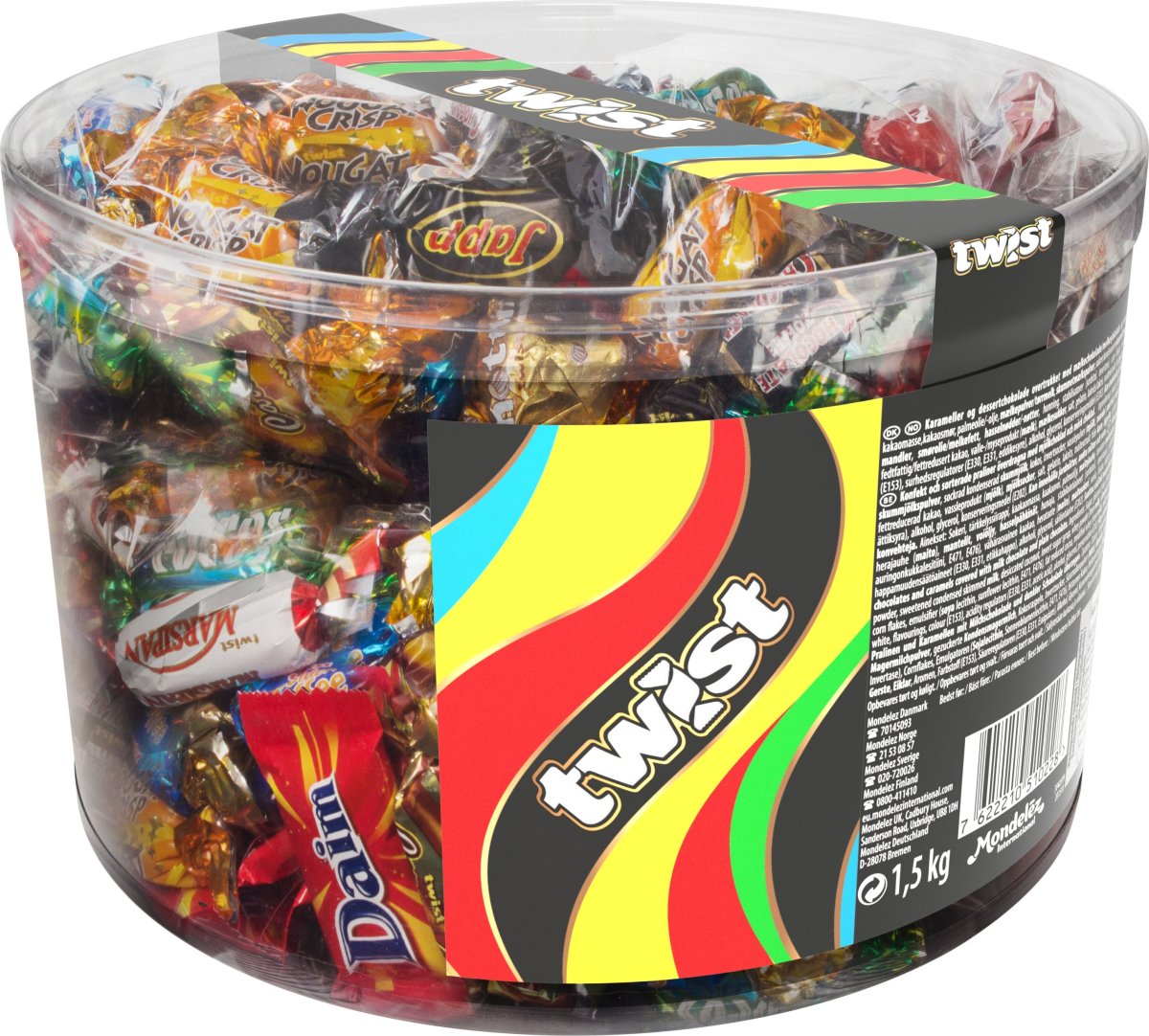 Twist Chokolade i plast cylinder, 1,5 kg