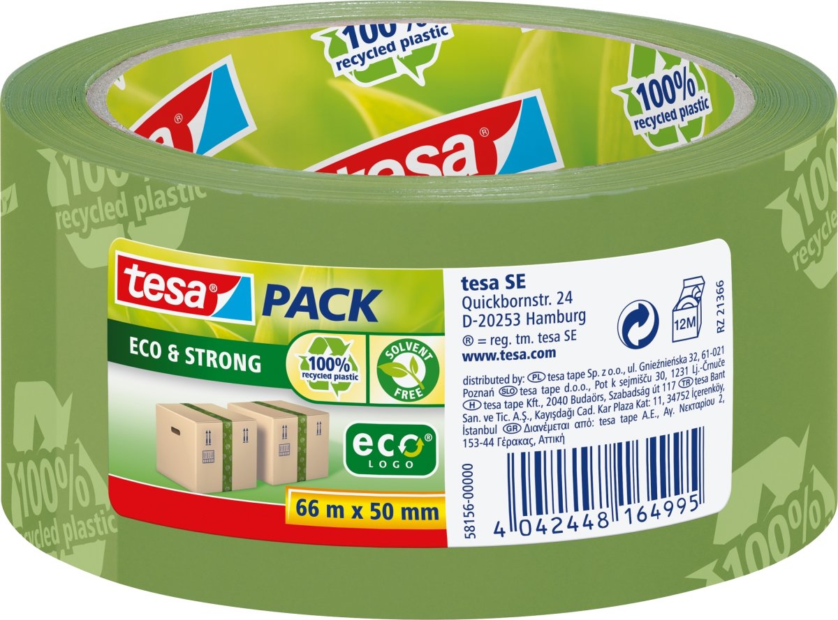 tesa ecoLogo Pakketape | S | 50mm x 50m | Grøn