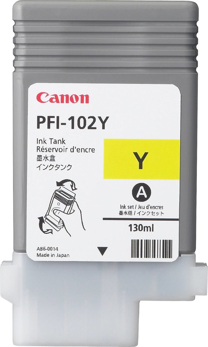 Canon PFI-102Y blækpatron, gul, 130 ml