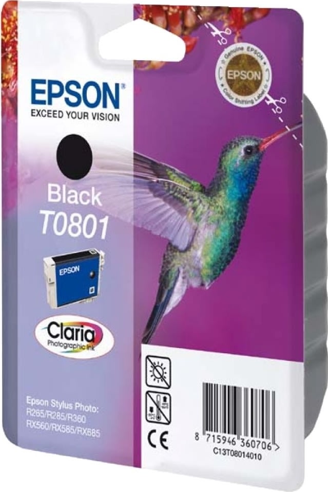 Epson nr.T0801/C13T08014011 blækpatron, sort, 300s