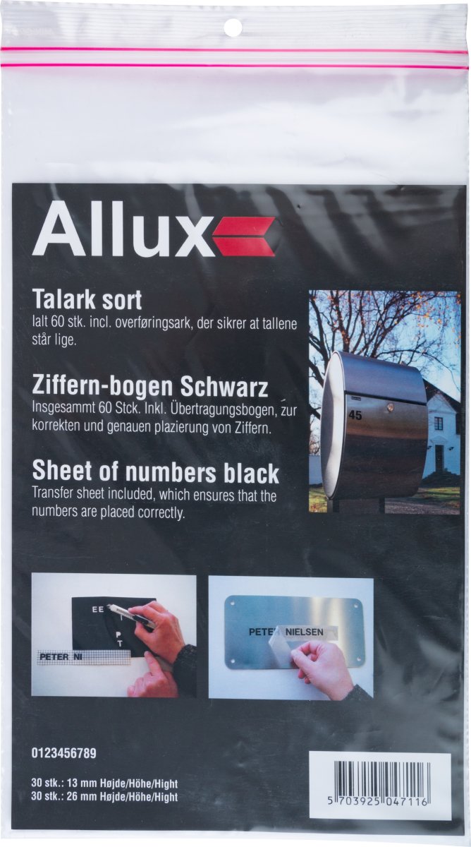 Allux Tal 13 og 26 mm, sort, 60 stk.