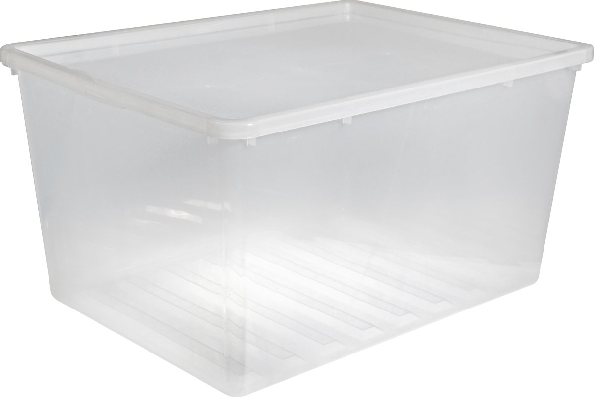 Basic plastboks inkl låg, 134 liter, Klar