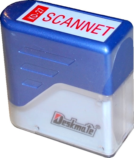 Deskmate stempel med tekst: "Scannet"