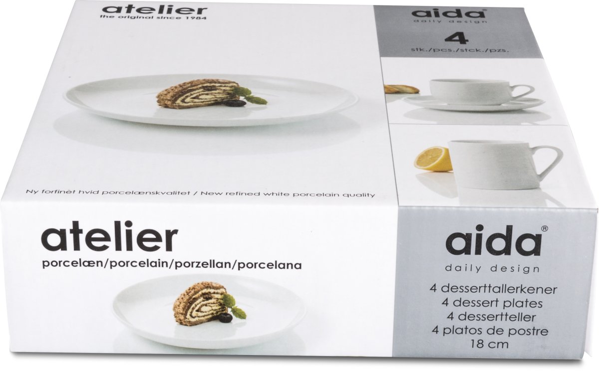 Aida Atelier Super White Desserttallerken, 18 cm