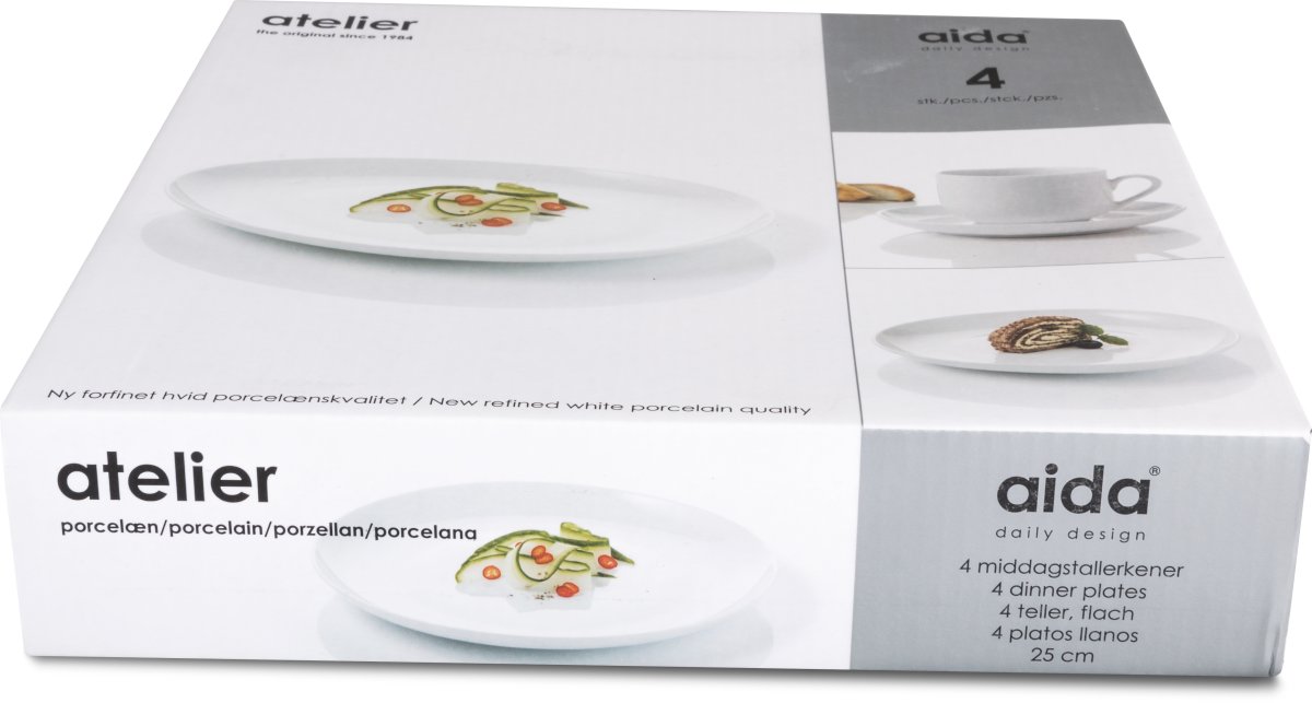 Aida Atelier Super White Middagstallerken, 25 cm