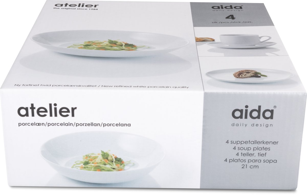 Aida Atelier Super White Dyb Tallerken, 21 cm