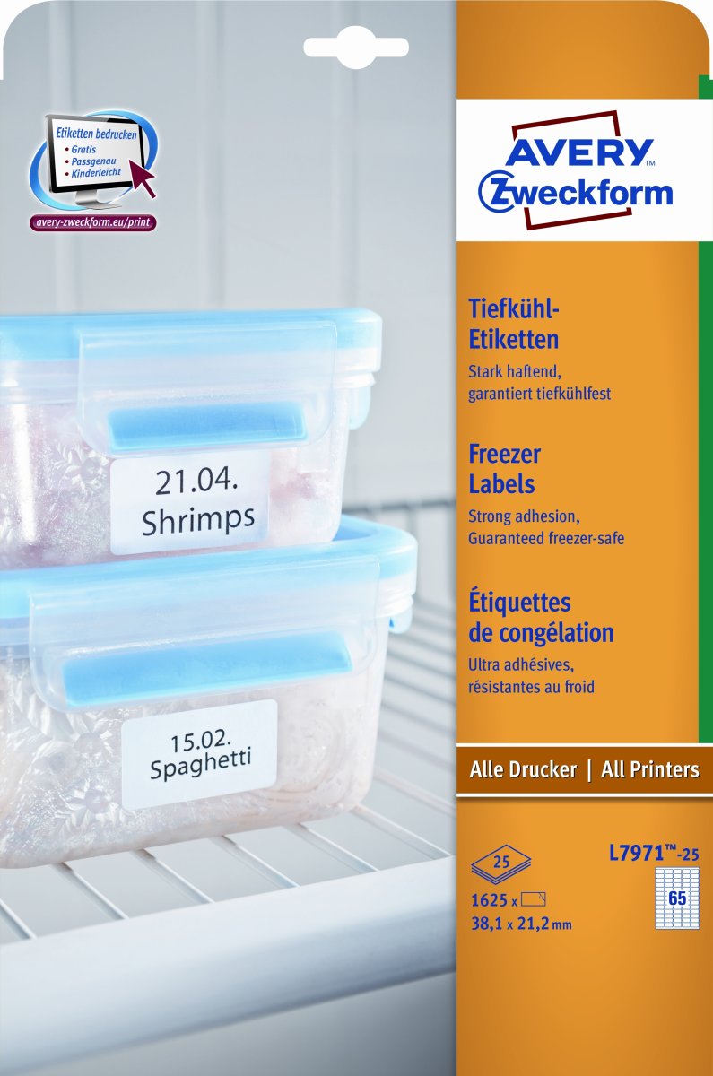 Avery L7971 Etiketter | 38,1x21,2 mm | 1625 stk.